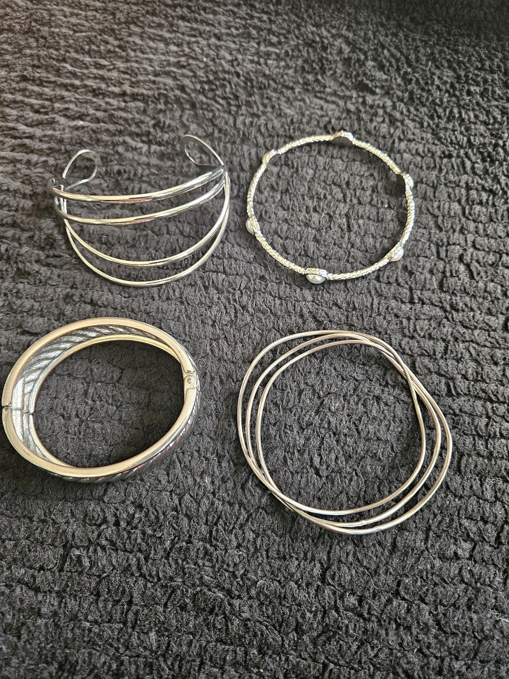 Silver Tone Women’s Bangle Bracelet Set - Classic Multi-Style Pack